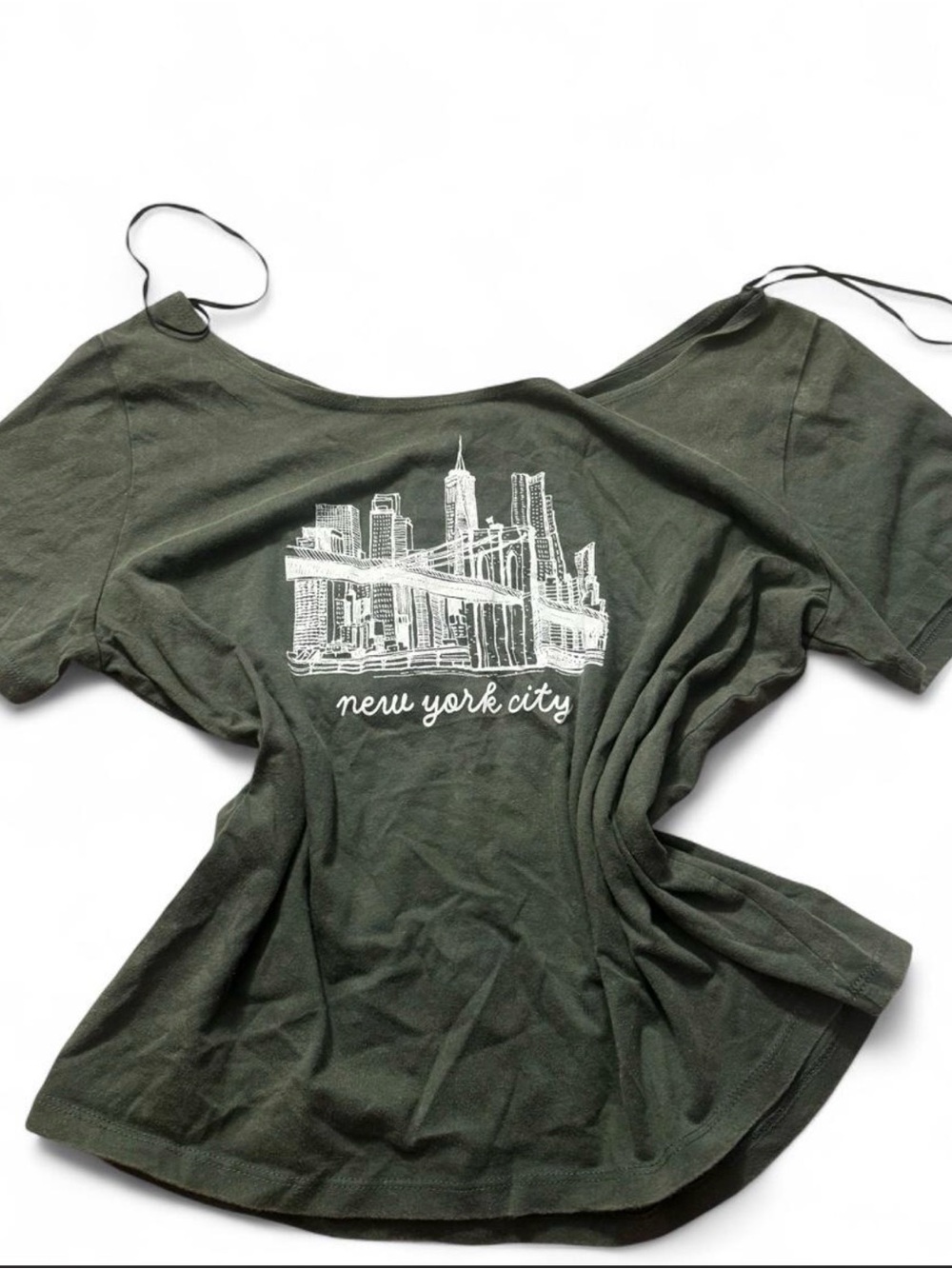 Women's Olive Green New York City Graphic Short Sleeve Tee